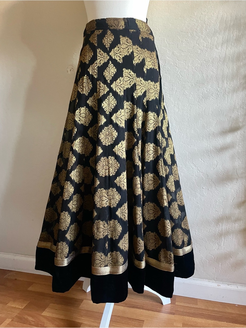 Indian damask and velvet Lehenga skirt
